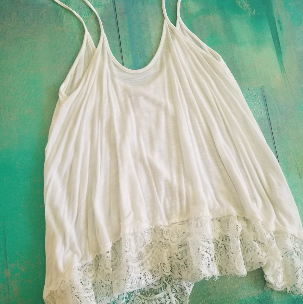 Spaghetti strap lace white tank top size xs